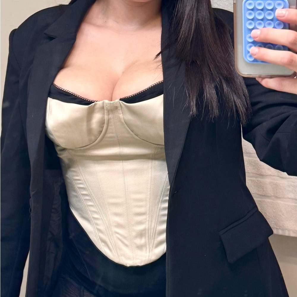 House Of CB Beige Satin Underwired Corset